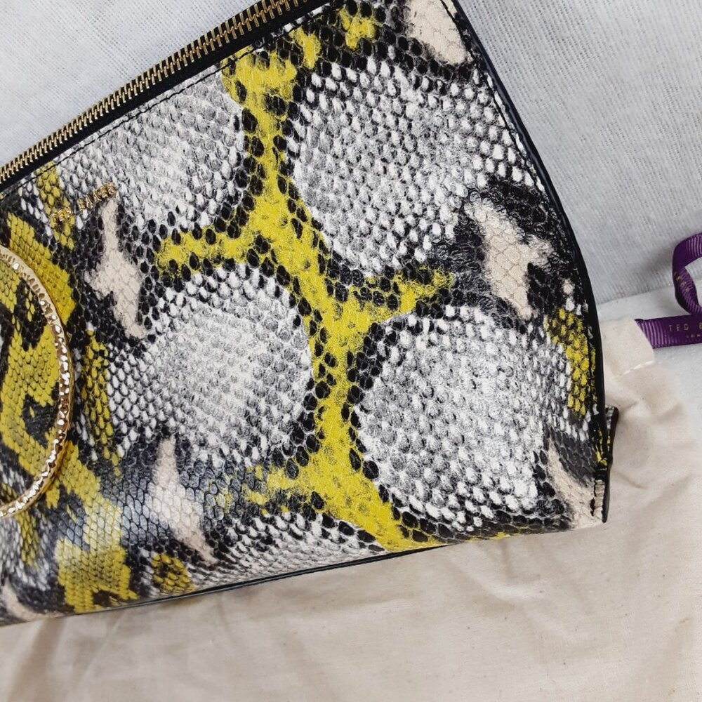 Ted Baker Large Clutch Wristlet Python Snake Leat… - image 3